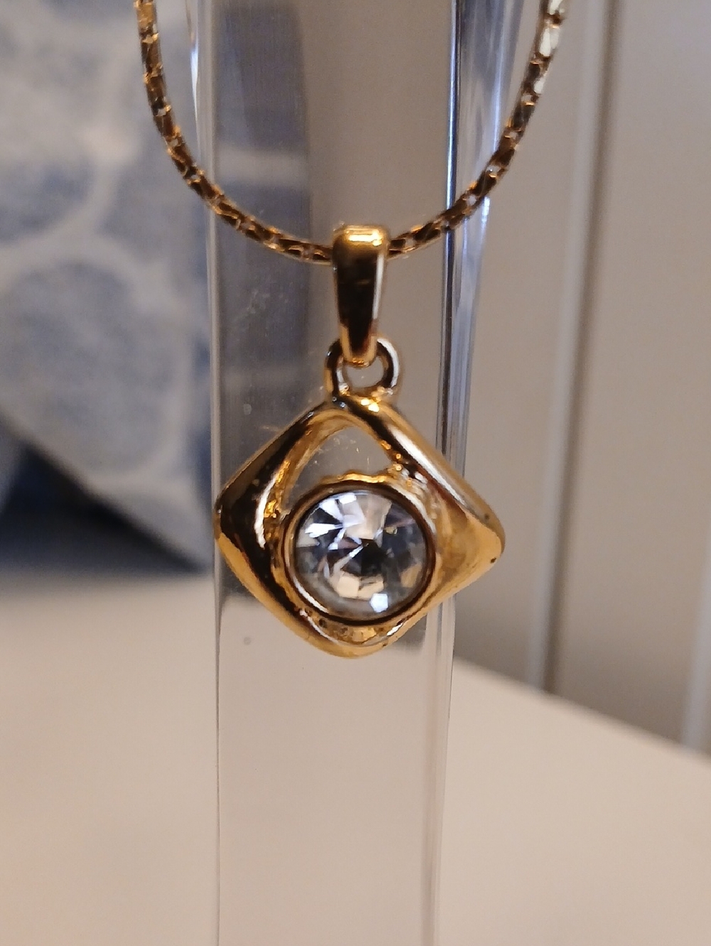 Yves Saint Laurent Gold Rhinestone Necklace 17 " - Picture 7 of 11